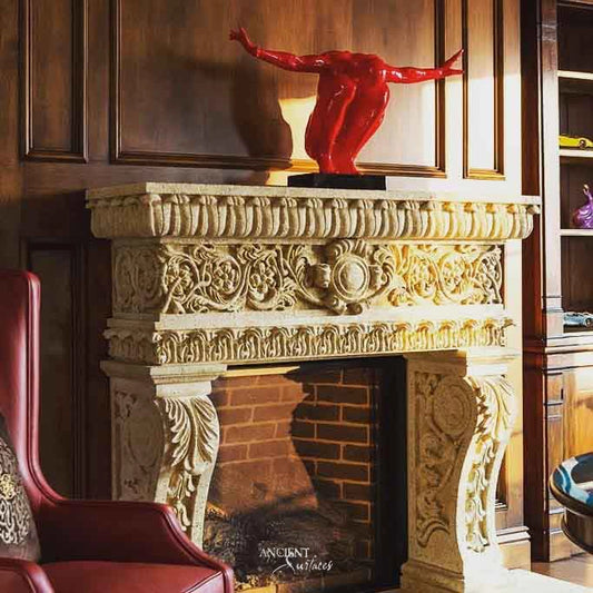 Limestone-Fireplace-Reclaimed-Stone-Mantles-Ancient-Surfaces-Vintage-Cheminee-Elegant-Home-Decor-Ideas-