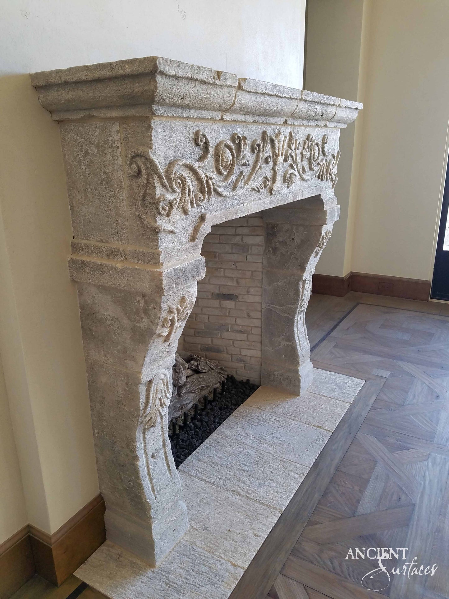 Limestone-Fireplace-Reclaimed-Stone-Mantles-Ancient-Surfaces-Vintage-Cheminee-Elegant-Home-Decor-Ideas-
