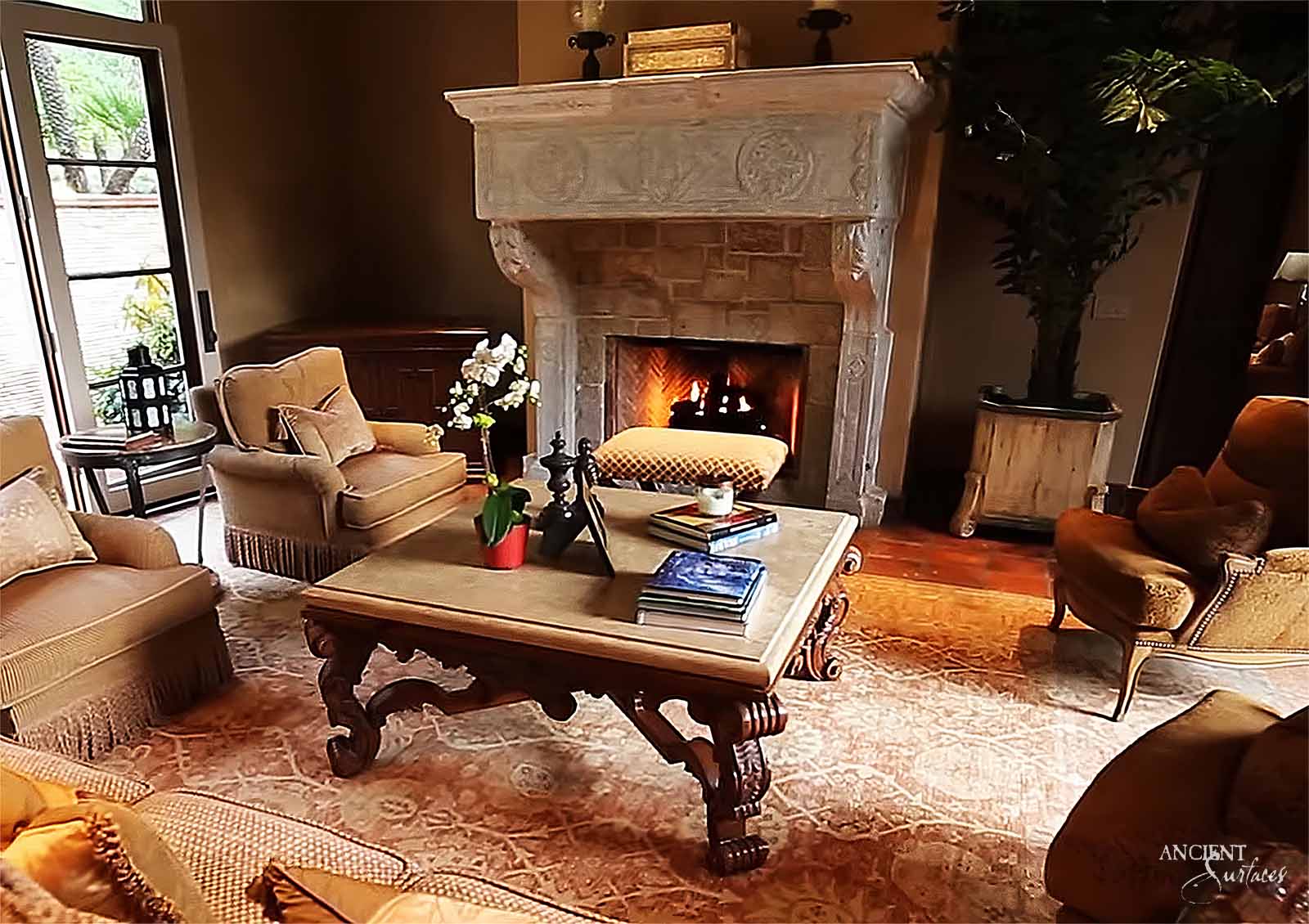 Limestone-Fireplace-Reclaimed-Stone-Mantles-Ancient-Surfaces-Vintage-Cheminee-Elegant-Home-Decor-Ideas-